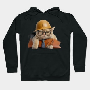 Exhausted Architect Cat Hoodie